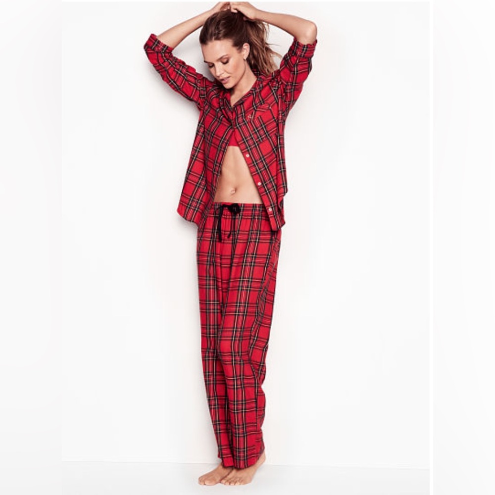 Victoria's Secret Mayfair Red Green Plaid Lightweight PJ Pajama Set